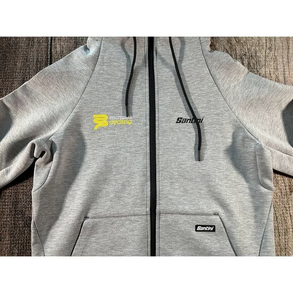 Santini 365 Grey Hoodie Jacket Mummu Cycling Medium Racing Bike - Picture 3 of 11